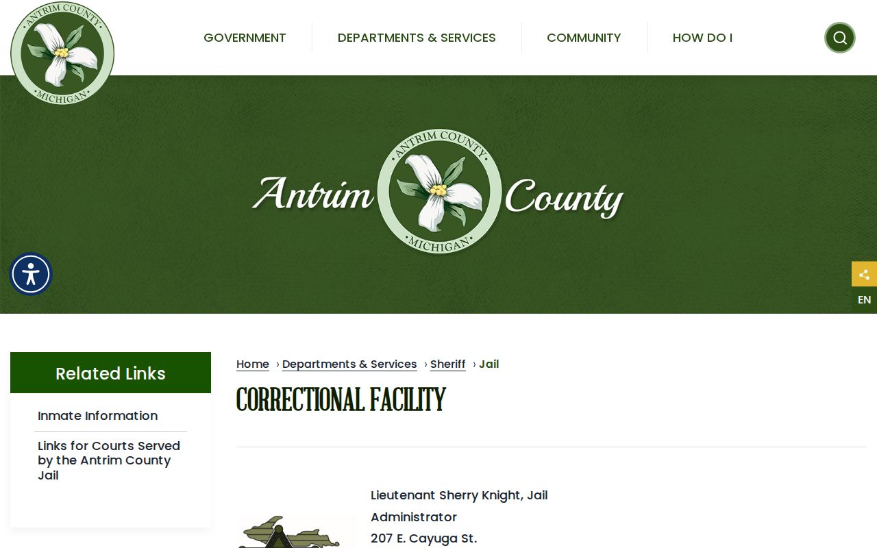 Antrim County arrest booking facility information