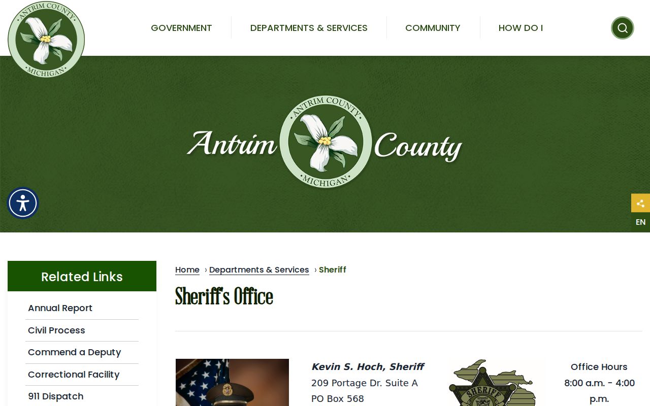 Antrim County Sheriff arrest history records page