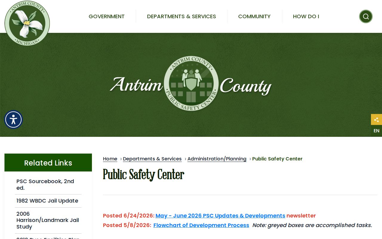 Bellaire criminal records and Antrim County Public Safety Center planning