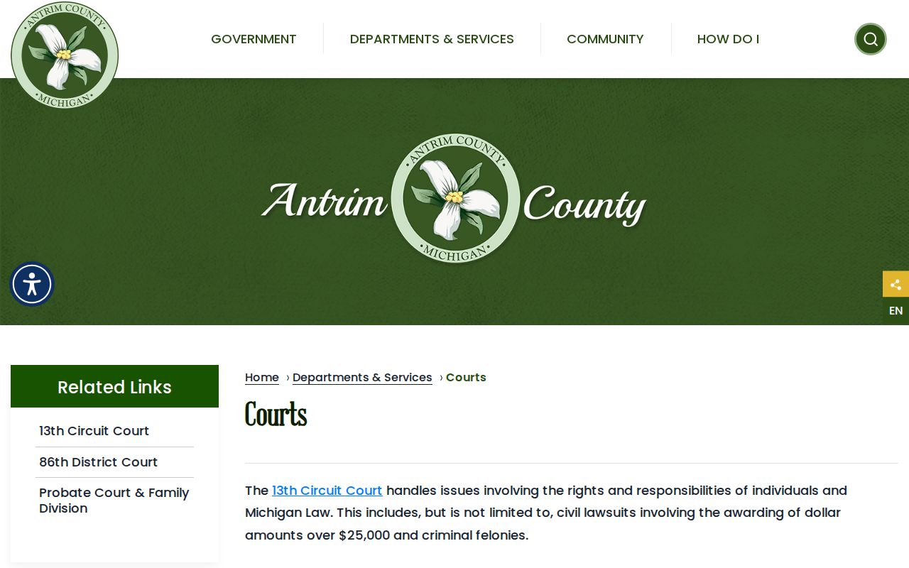 Antrim County criminal court cases directory