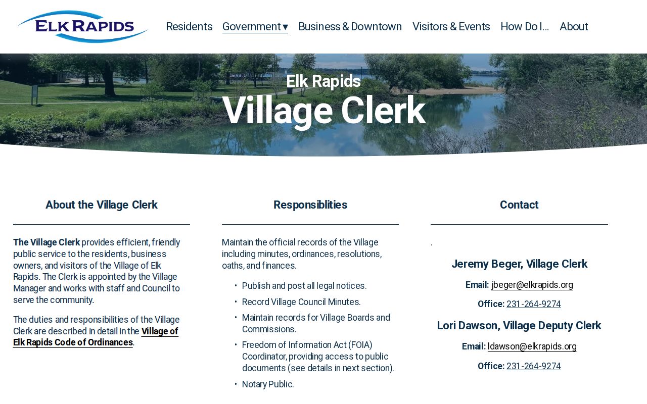 Elk Rapids criminal records channel at the village clerk office
