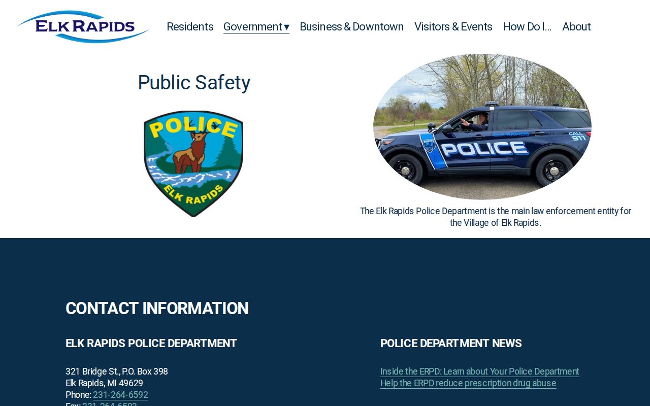 Elk Rapids Police Department criminal report information