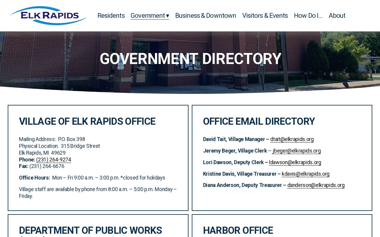 Elk Rapids government directory for local criminal record offices