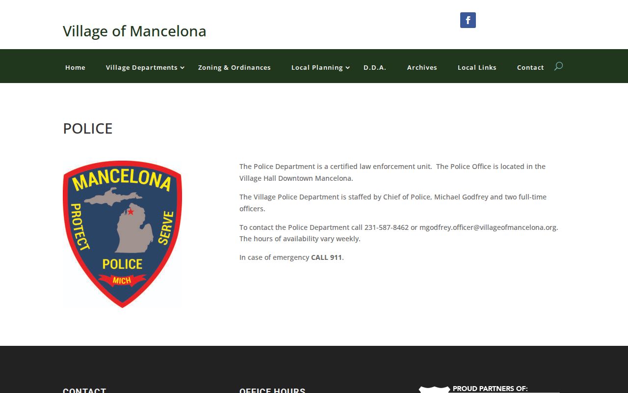 Mancelona Police Department official contact page
